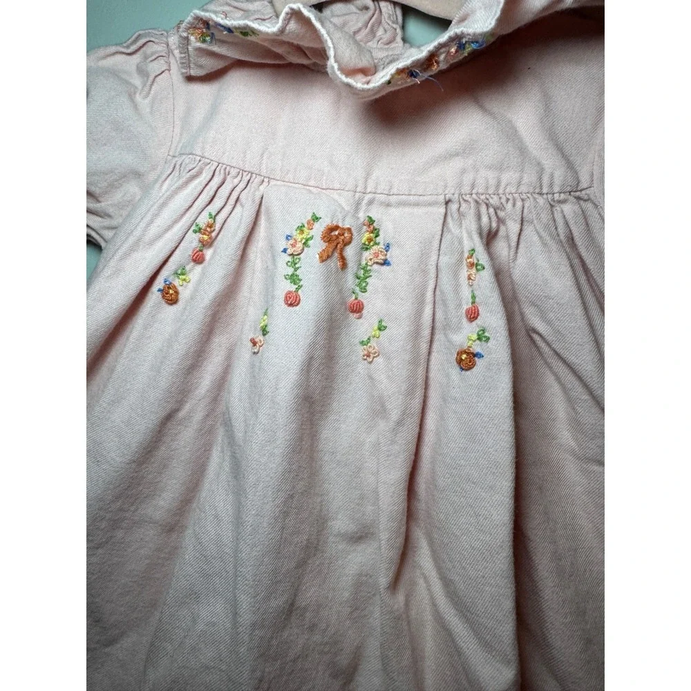 Sophie & Lucas Pink Embroidered Floral Cotton Dress Baby Girl 18M SL3314